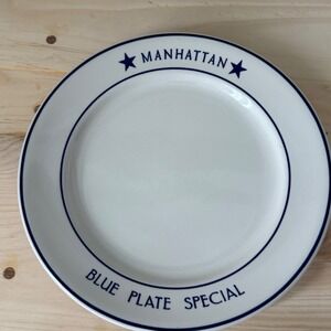 Vintage Sterling China Manhattan Blue Plate Special Restaurant Ware Dinner Plate